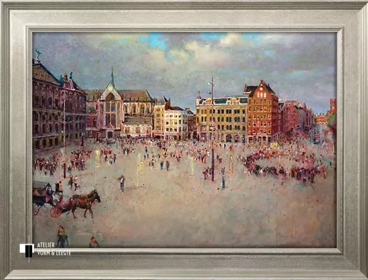 De Dam in Amsterdam - Christiaan Afman - in sierlijst Chateau zilver 72mm