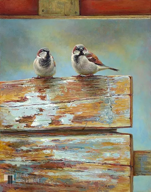 Twee mussen - Erik van Ommen - artwerk op canvas