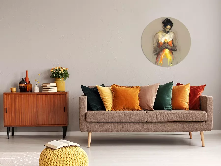 Devotie - Art Circle van Dinie Boogaart aan de wand