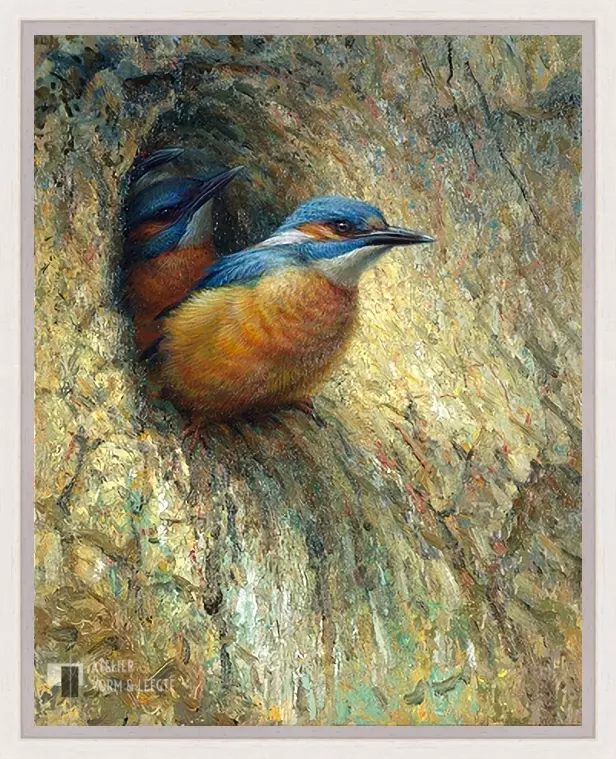 IJsvogels in nest - Erik van Ommen - voorbeeld in baklijst Atelier whitewash 10mm