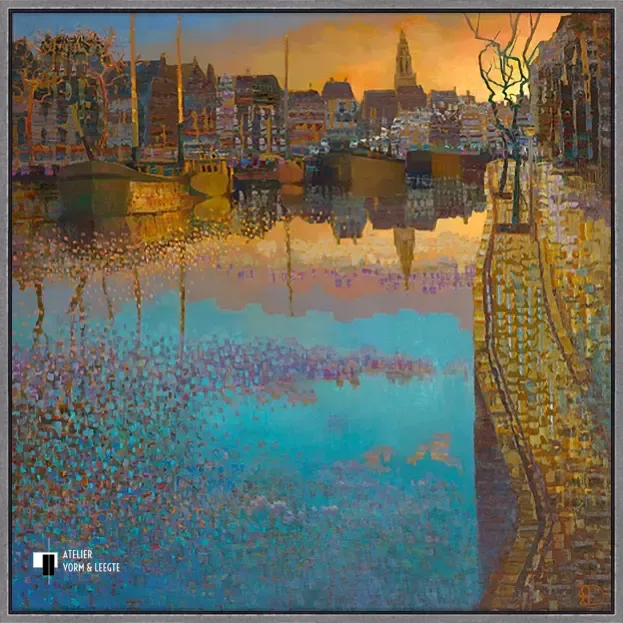 The Golden Tower - Ton Dubbeldam - in baklijst Atelier zwart-zilver 10mm