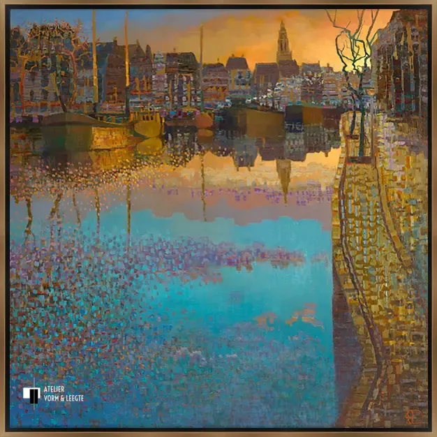 The Golden Tower - Ton Dubbeldam - in baklijst Bazo zwart-goud 8mm