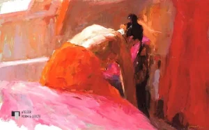Model in rood - Dinie Boogaart - giclee op fine art paper
