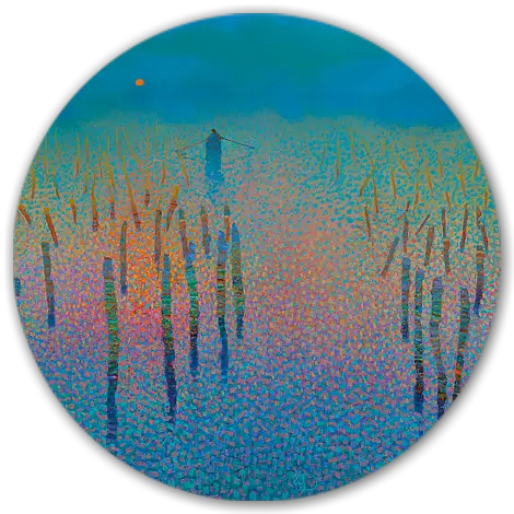 De visser - Ton Dubbeldam - Art Circle op dibond