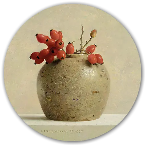 Gemberpot met rozenbottels - Henk Helmantel - Art Circle op dibond
