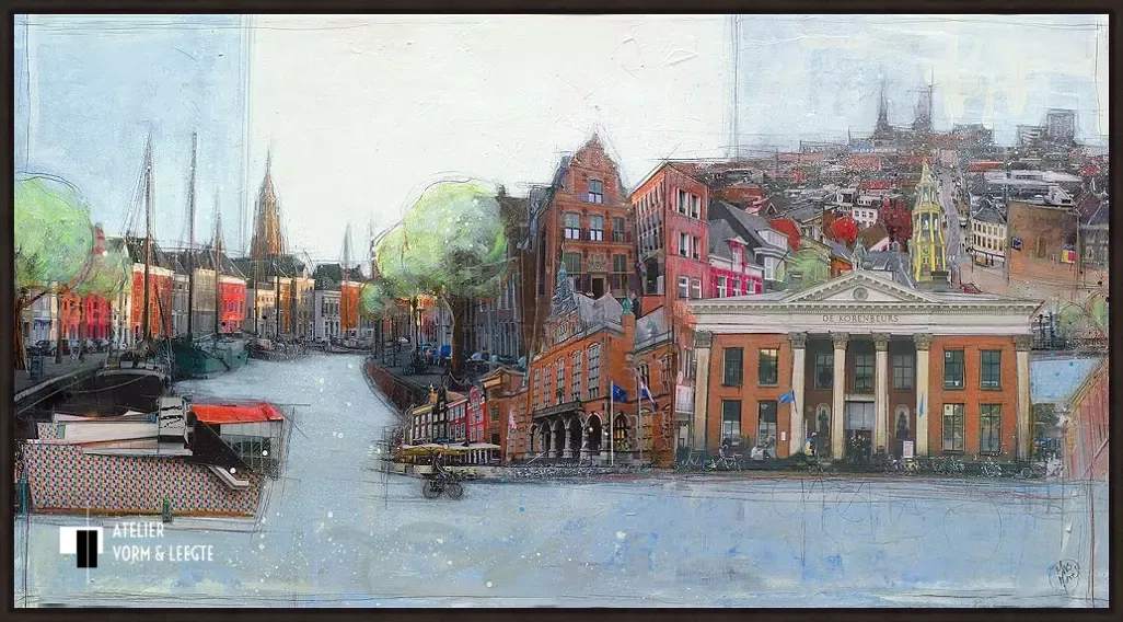 Groningen met A-Toren - Mrs. More - in baklijst Atelier zwart 10mm