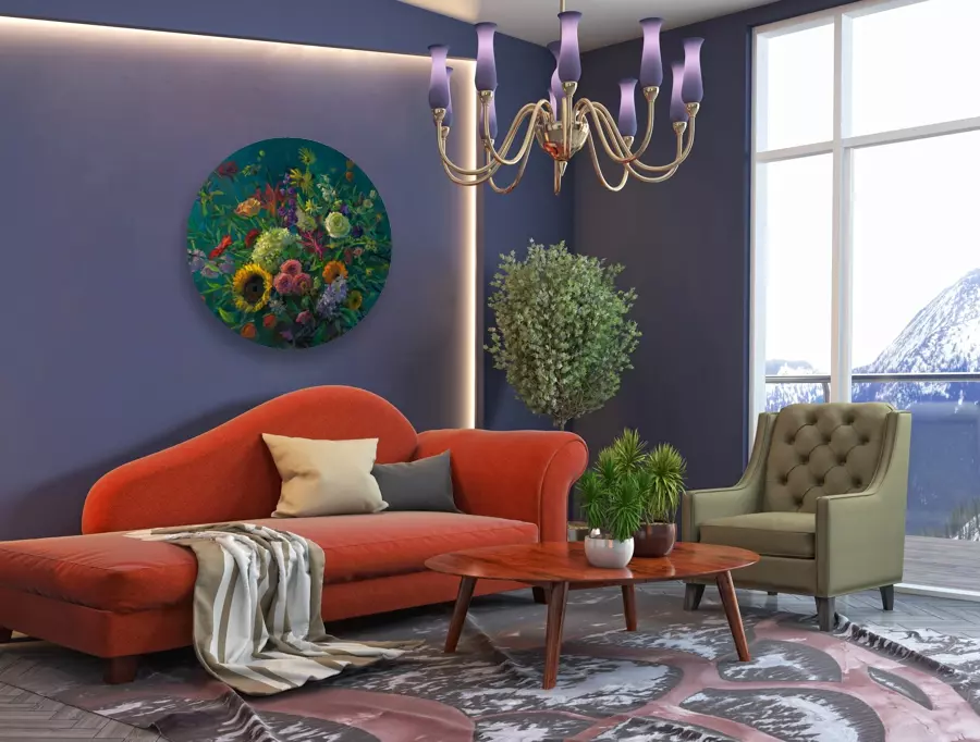 Nazomer Boeket Art Circle van Keimpe van der Kooi aan de wand