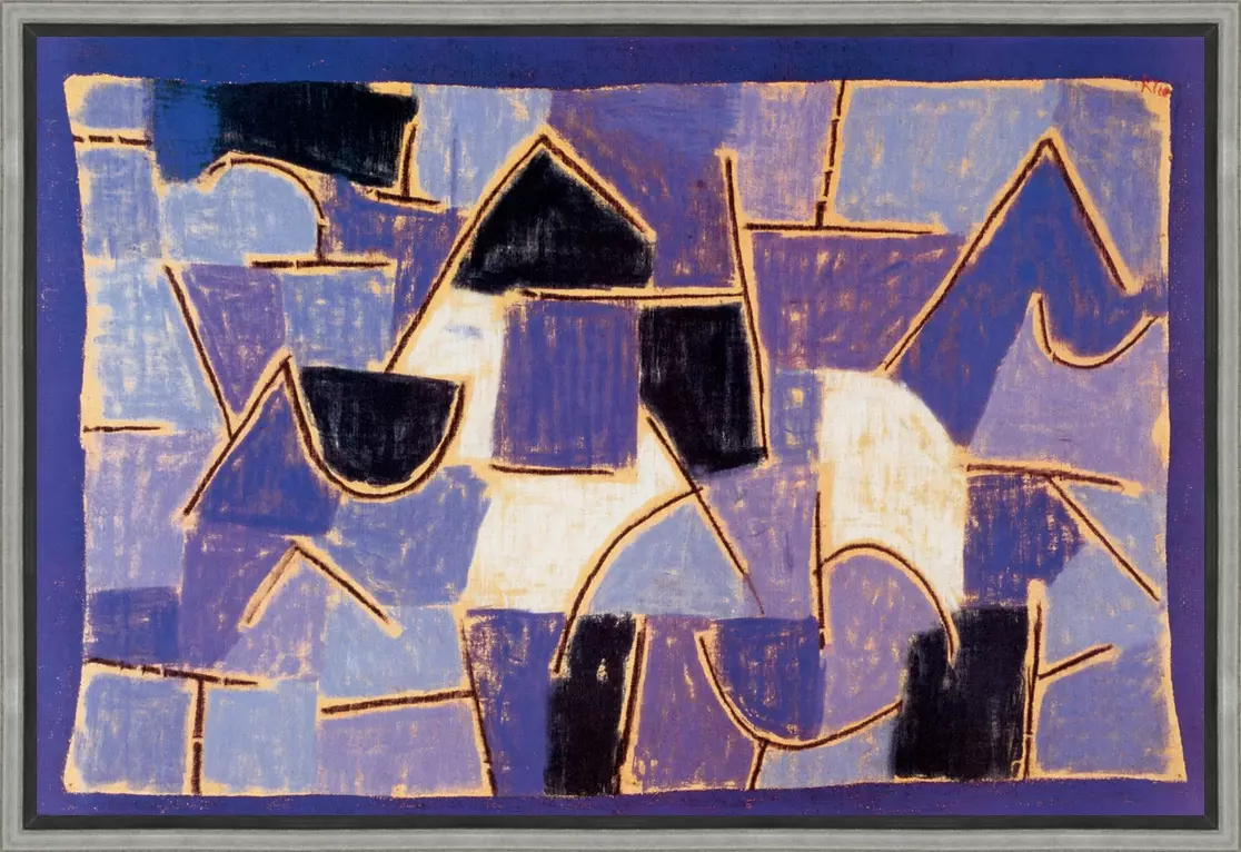 Blauwe Nacht - Paul Klee - in baklijst Shape breed zwart-zilver 18mm