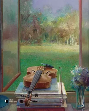 Viool met uitzicht - Rein Pol - giclee op canvas