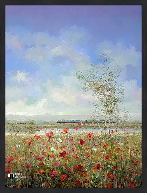 Papavers en diesel - Rein Pol - in sierlijst MoMa antraciet 21 mm